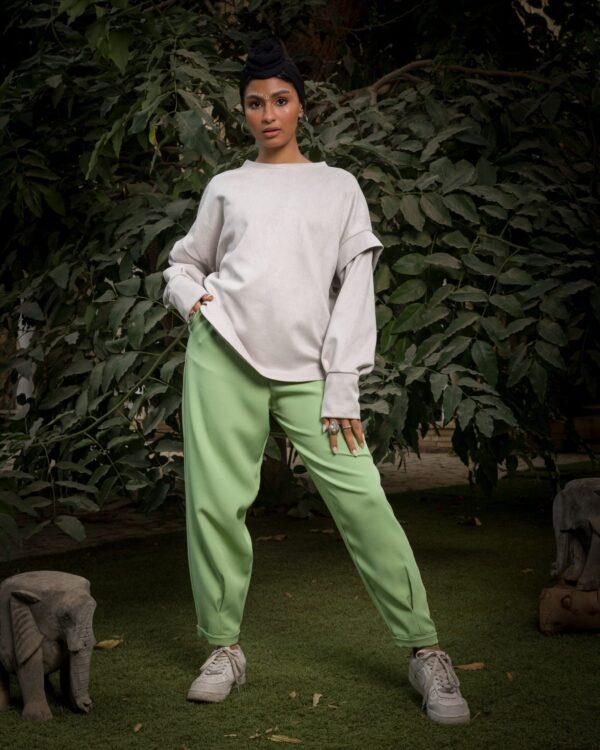 Shoulder Tuck Sweatshirt ( Light Gray )
