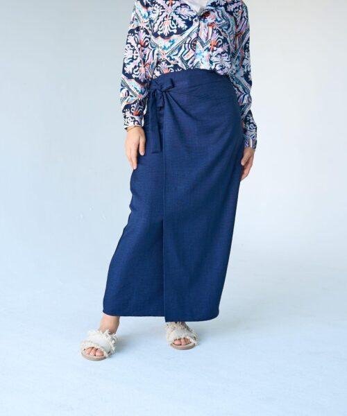 Navy Blue Wrapped Skirt