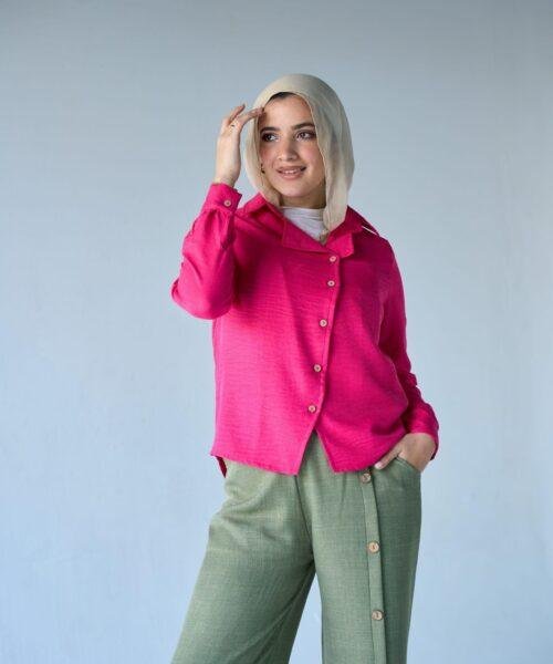 Diagonal Fushia Blouse