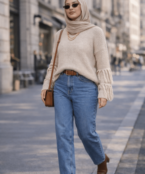 Fringe Knit Sweater (Beige)