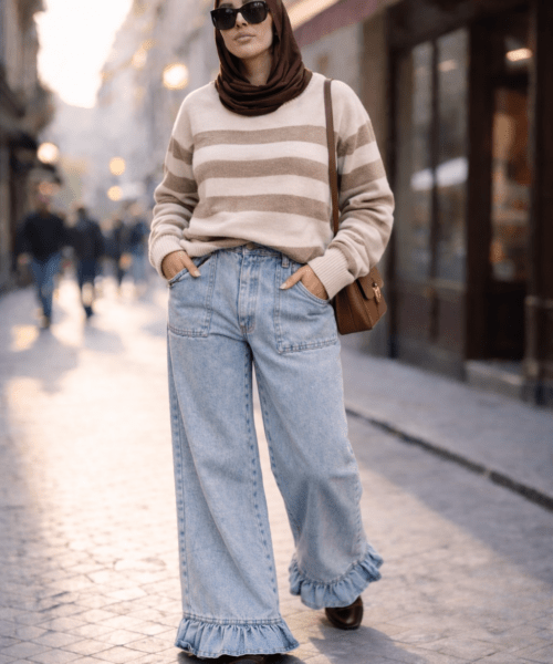 Boho Ruffle Jeans - S